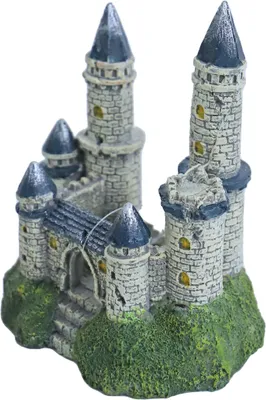 Productafbeelding van De Boon Kasteel ornament blauw/wit | aquarium decoratie 12 x 14 cm