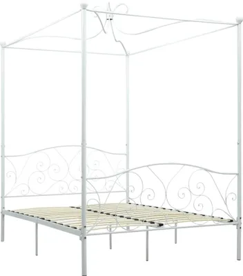 Produktbild von vidaXL Himmelbett-Gestell Weiß Metall 120 x 200 cm