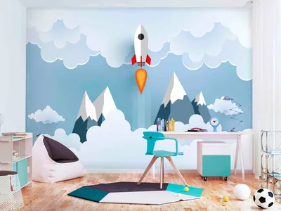 Produktbild von Vlies Fototapete Kinderzimmer 400x280 cm Tapeten Wandtapete XXL für Kinder Rakete Jungen e-B-0038-a-a
