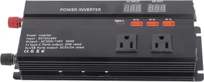 Obrázek produktu pro 900W měnič stejnosměrného napětí 12/24V na střídavý proud USB adaptér s LCD displejem