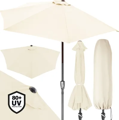 Produktbild von KINGSLEEVE® Sonnenschirm Halbrund 2,7m Abdeckung UV-Schutz 80+ Balkon Terrasse Halbschirm Terrassenschirm Balkonschirm Halbrundschirm Beige Creme