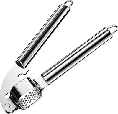 Produktbild von Praktische Knoblauchpresse aus Edelstahl, Silberfarben, 20 cm