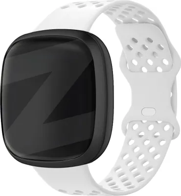 Produktbild von Bandz Sportarmband 'Sport Air' passend für Fitbit Versa 3 & 4 / Sense / Sense 2 - Hochwertiges, atmungsaktives Smartwatch-Armband aus Silikonmaterial - Perfekt für den Sport - Weiß