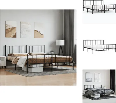Produktbild von vidaXL Bettgestell mit Kopf- und Fußteil Metall Schwarz 193x203 cm -  Betten & Bettgestelle