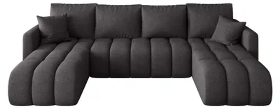 Image de Canapé d’angle GARDA U gris maille Aragon 93 - fonction couchage, coffre de rangement pour la literie