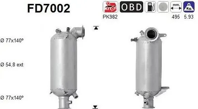 Produktbild von AS FD7002 Dieselpartikelfilter Rußpartikelfilter DPF für VW Transporter V Bus (7HB, 7HJ, 7EB, 7EJ, 7EF, 7EG, 7HF, 7EC) Abgasanlage Diesel