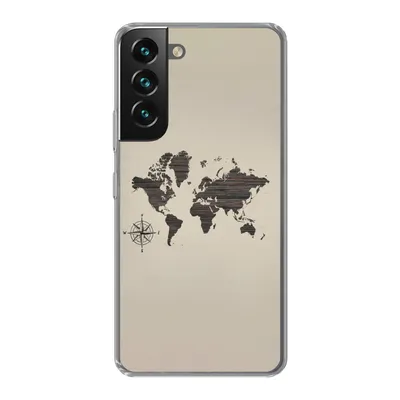Produktbild von MuchoWow® Handyhülle Schutzhülle Hülle für Samsung Galaxy S22 Plus Weltkarte - Holz - Braun Silikon Softcase Handy Hülle - Schutzabdeckung