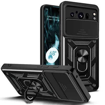 Produktbild von Outdoor Panzer Hülle Google Pixel 8 Pro Handyhülle mit Kameraschutz Ringhalter Schwarz