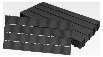 Produktbild von WPC Klickfliese 6 Stück Terrassenfliesen Holzoptik, Filterbares Wasser Kunststoff Fliesen Gesamt 1m² für Garten Balkon Terrasse (30x60cm/1 Stück, Anthrazit)