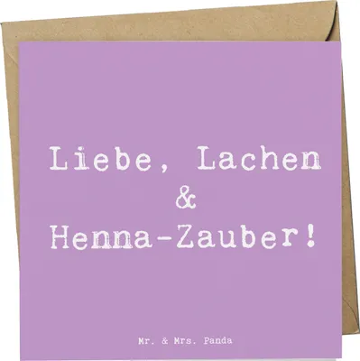 Produktbild von Mr. & Mrs. Panda Grußkarte Spruch Henna-Abend Magie - Lavendeltraum - Geschenk, Glückwunschkarte, Heirat, Klappkarte, anlasskarte, Hochzeitsvorbereitung, magischer Abend