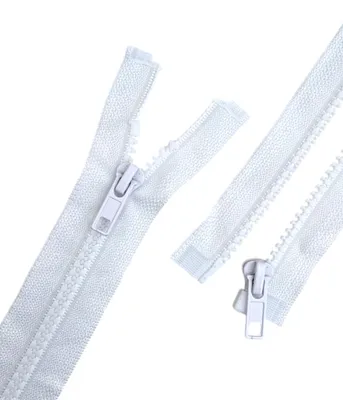 Produktbild von 2 Stück Kunststoff-Reißverschluss, teilbar, 5 mm, für Jacken (weiß, 50 cm)