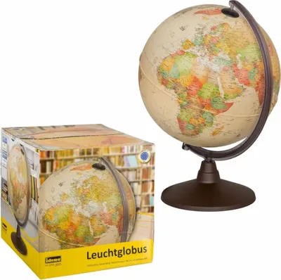 Produktbild von Idena 22904 - Leuchtglobus, im antiken Stil, mit LED Beleuchtung und Ein- und Ausschalter, Durchmesser ca. 30 cm, physikalisches und politisches