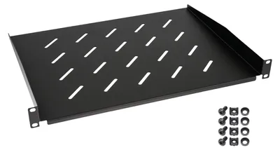 Produktbild von HMF 65499 Fachboden für Serverschrank | 19 Zoll | 1 HE | 350 mm Einbautiefe | Schwarz