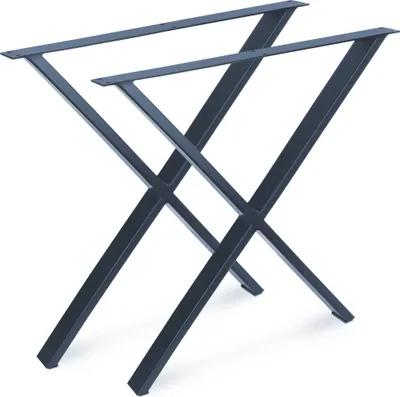 Produktbild von Magnetic Mobel 2X Design Anthracit Tischkufen Neigung Metall schräge Tischbeine Möbelkuven | Tischgestell aus Stahl geneigt 55x72 cm