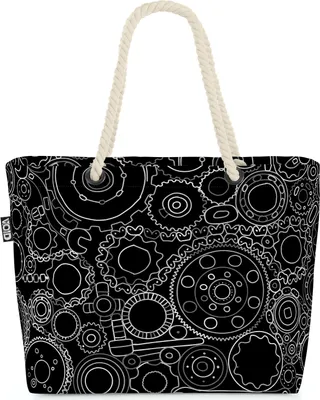 Produktbild von VOID Zahnräder Grafik Motor Strandtasche Shopper 58x38x16cm 23L XXL Einkaufstasche Tasche Reisetasche Beach Bag