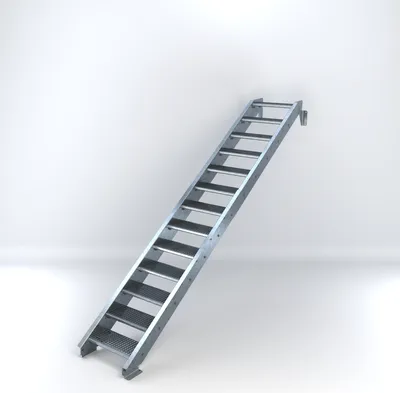 Produktbild von Stahltreppe 13 Stufen bis Höhe 260 cm, Laufbreite : 60 cm kein Geländer ST 3 (31 / 9 mm schmal)