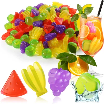 Produktbild von com-four® 120x wiederverwendbare Eiswürfel in coolen Designs, Party-Eiswürfel in bunten Farben