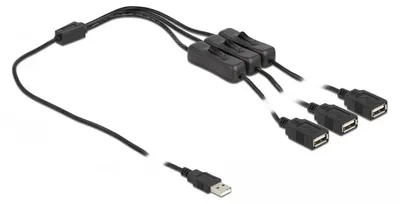 Produktbild von Delock Kabel USB Typ-A Stecker zu 3 x USB Typ-A Buchse mit Schalter 1 m