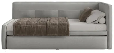 Image de Selsey Nesmi - Lit rembourré, gris clair, 90x200 cm