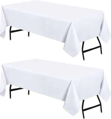 Produktbild von Famanu Tischdecke 150 x 300 cm, maschinenwaschbar, ideal für Veranstaltungen - Weiß, 2er Set