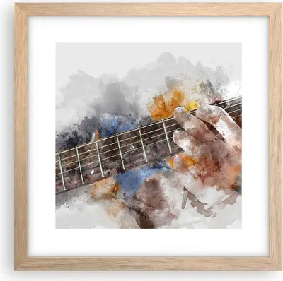Produktbild von Gerahmtes Poster - Rahmen in heller Eiche - Gitarre Musik - 30x30 cm - Wand Bild - Wanddeko - Wandbilder - Kunstposter - Wandposter - Bilderrahmen - Bilder - Kunstdruck - Wandbild - P2NAC30x30-3448