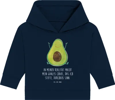 Produktbild von Mr. & Mrs. Panda Organic Baby Hoodie Avocado Glücklich 12. - 18. Monat - French Navy - Geschenk, Kapuzensweatshirt, Chaotisch, Chaos, Kapuzenshirt