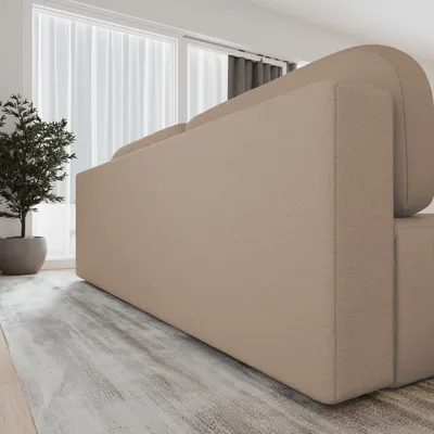 Produktbild von Polstersofa  aus Bouclé, Sofa mit Schlaffunktion und Bettkasten, Polstersofa, Sofagarnitur Wohnlandschaft mit Bettfunktion, Couch für Wohnzimmer - Schlafsofa - Sofa Fluffy - Beige (Anthology 3)