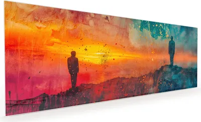 Produktbild von Küchenrückwand Spritzschutz Glas mit Motiv Abstrakte Sonnenaufgang 40 x 40 cm