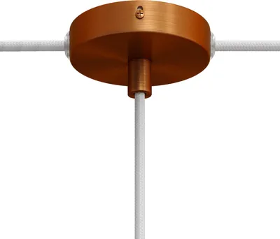 Image de Kit Creative-Cables : rosace cylindrique en métal avec 1 trou central et 2 trous latéraux - Cylindrique, cuivre satiné