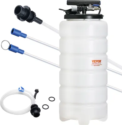 Image de Pompe d'aspiration d'huile VEVOR 15L Pompe d'aspiration d'huile pneumatique manuelle 0,4-0,8 MPa Pompe de vidange d'huile Pompe d'aspiration manuelle pour voiture Pompe d'aspiration de liquides Convient pour l'aspiration d'huile moteur Huile de transmission Liquide de frein