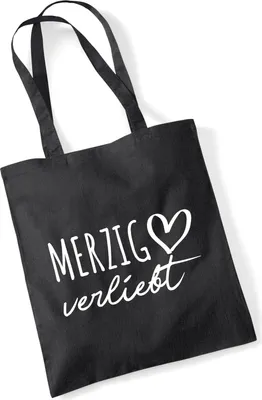 Produktbild von Huuraa Jutebeutel Merzig verliebt 10 Liter Black Baumwolle Tasche Geschenkidee