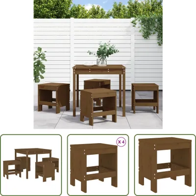 Produktbild von The Living Store 5-tlg. Garten-Essgruppe Honigbraun Massivholz Kiefer