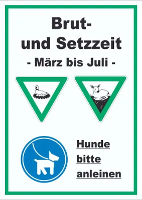 Produktbild von Brut- und Setzzeit März bis Juli hochkant Schild A6 Rückseite selbstklebend