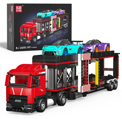 Immagine prodotto di Mould King 24078, camion con blocchi da costruzione, autocarro per il trasporto di auto con auto sportive, set di costruzioni, regalo per adulti (997 pezzi) – Set di costruzioni per autocarri trasporto auto
