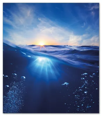 Produktbild von Wallario Herdabdeckplatte aus Glas, Größe 52 x 60 cm 1-teilig, Motiv Wellen im Meer bei Sonnenuntergang