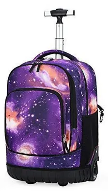 Immagine prodotto di Zaino da viaggio con carrello, zaino per la scuola, multifunzionale, colore viola stellare, idrorepellente, dimensioni 31x21x48 cm
