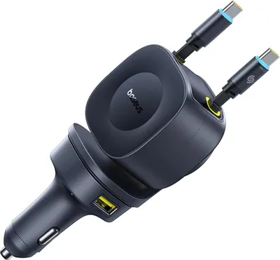 Image de Chargeur de voiture Baseus Primetrip Vr2 Max 60W avec câbles USB-C rétractables - Noir