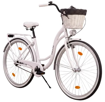 Produktbild von Dallas Bike Damenfahrrad 28 Zoll - Stahlrahmen M 18" - Weiß - 1 Gang - mit Weidenkorb