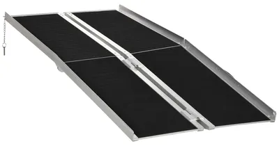 Image de Ramp pour fauteuil roulant et scooter - Rampe pliante en aluminium pour franchir les seuils, avec surface antidérapante, longueur 183 cm