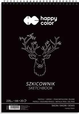 Zdjęcie produktu dla Szkicownik Na Spirali Czarny A4, 20 Ark, 220G 2229