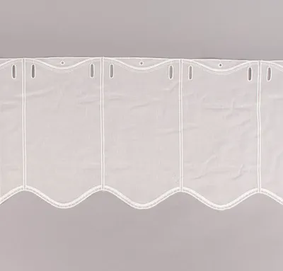 Produktbild von Bistrogardine Meterware Panneaux Scheibengardine nähfrei Stickerei Leinenlook ecru 30cm Höhe