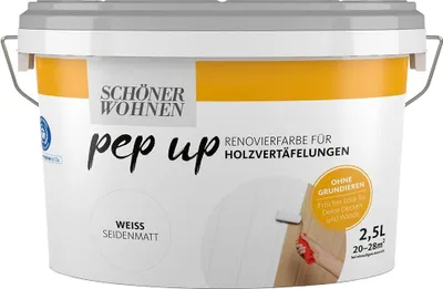 Produktbild von Pep up Renovierfarbe für Holzvertäfelungen weiss seidenmatt 2,5l