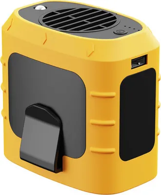 Image de (Orange) Ventilateur portable à clipser à la taille, 3 vitesses puissantes, ventilateur à collier mains libres Ventilateur à clipser à la taille pour le travail en plein air, à la ferme, en randonnée