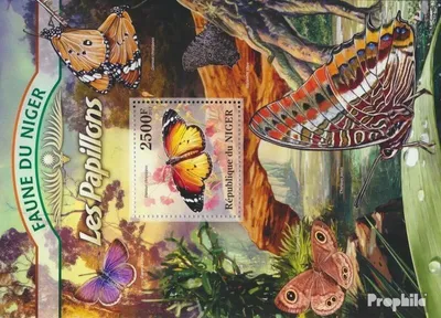 Produktbild von Briefmarken Niger 2013 Mi Block 145 (kompl. Ausg.) postfrisch Schmetterlinge (Danaus chrysippus)