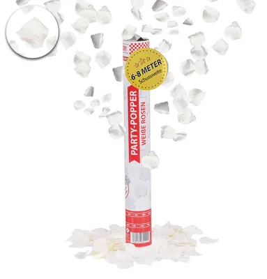 Produktbild von Party Popper 40cm Konfetti Shooter Weiße Rosen Konfettikanone Silvester Feier