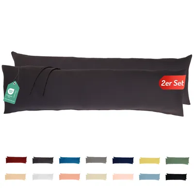 Produktbild von Jersey Kissenbezug 2er Set 40x145 cm 100% Baumwolle  Anthrazit