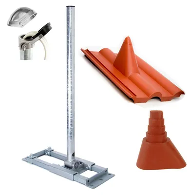 Produktbild von PremiumX DELUXE X130-48 Dachsparrenhalter 130cm Mast Kappe Frankfurter Pfanne rot