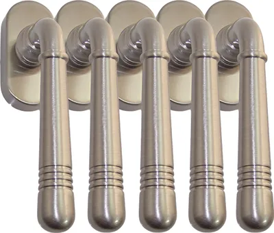 Produktbild von Fenstergriff Set 5 x FG Helena 1672 Nickelmatt Rasterolive Fensterbeschlag Drücker