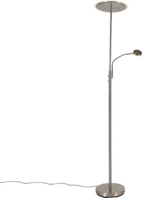 A modern floor lamp with a main light and a reading arm, shown against a white background.