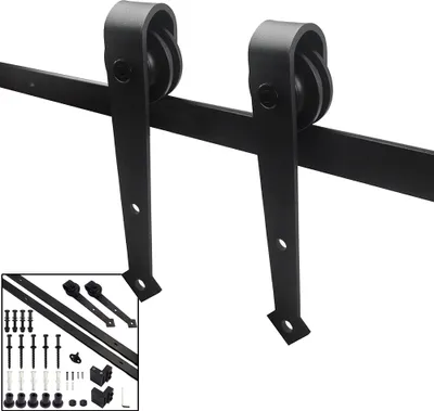 Immagine prodotto di Bettizia porta scorrevole montaggio porta camera montaggio porta Big Wheel carico 150kg binari di scorrimento sistema porta scorrevole set 200 cm frecce